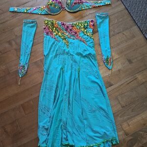 Vibrant Blue Sequin Embellished Costume Set